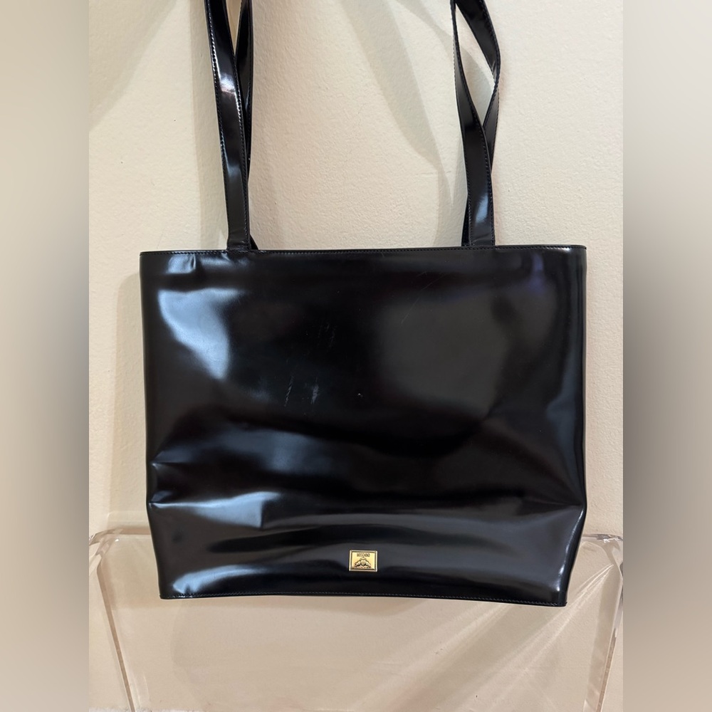 Moschino Heart Tote Bag Leather Black Red - Picture 5 of 12